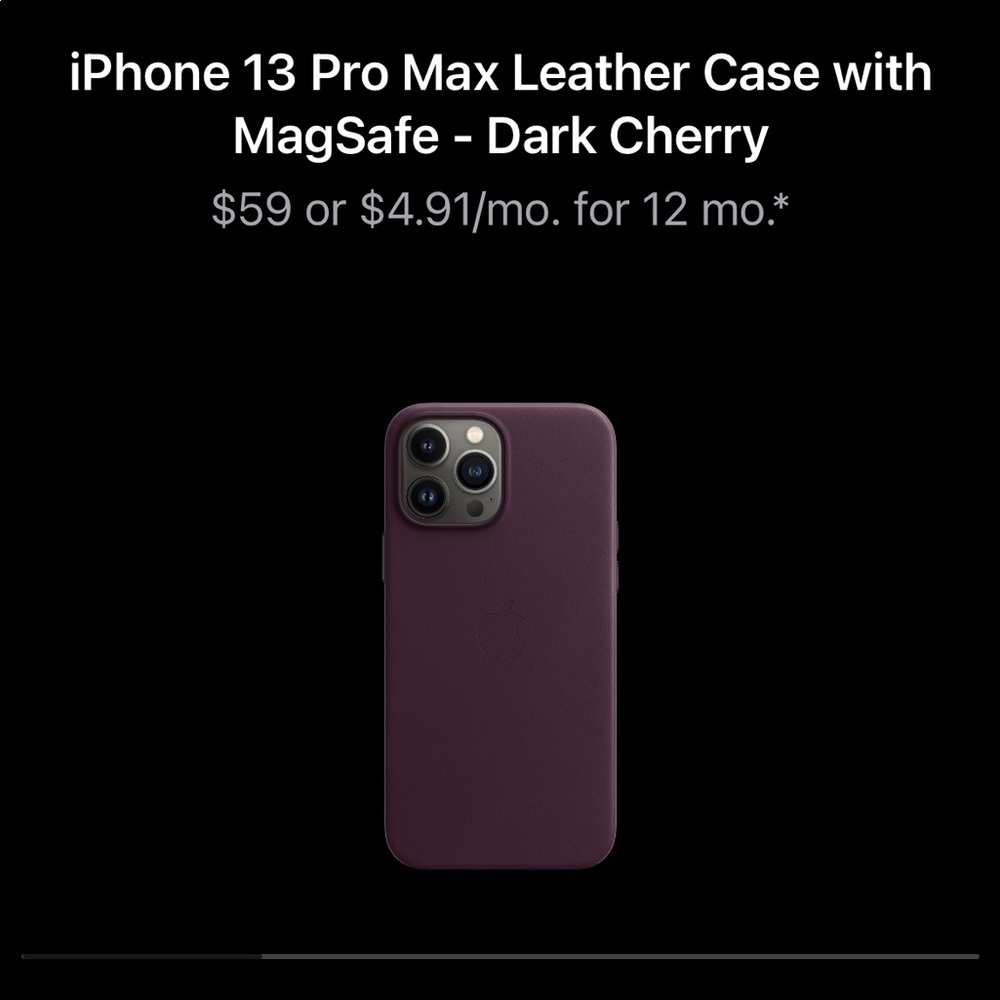 Apple Leather Case with MagSafe (for iPhone 13 Pro Max) - Dark Cherry NWB